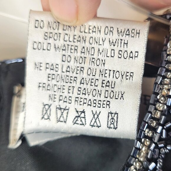 PAPELL BOUTIQUE EVENING Vintage Black Beaded Silk Top - Size S - Picture 6 of 6